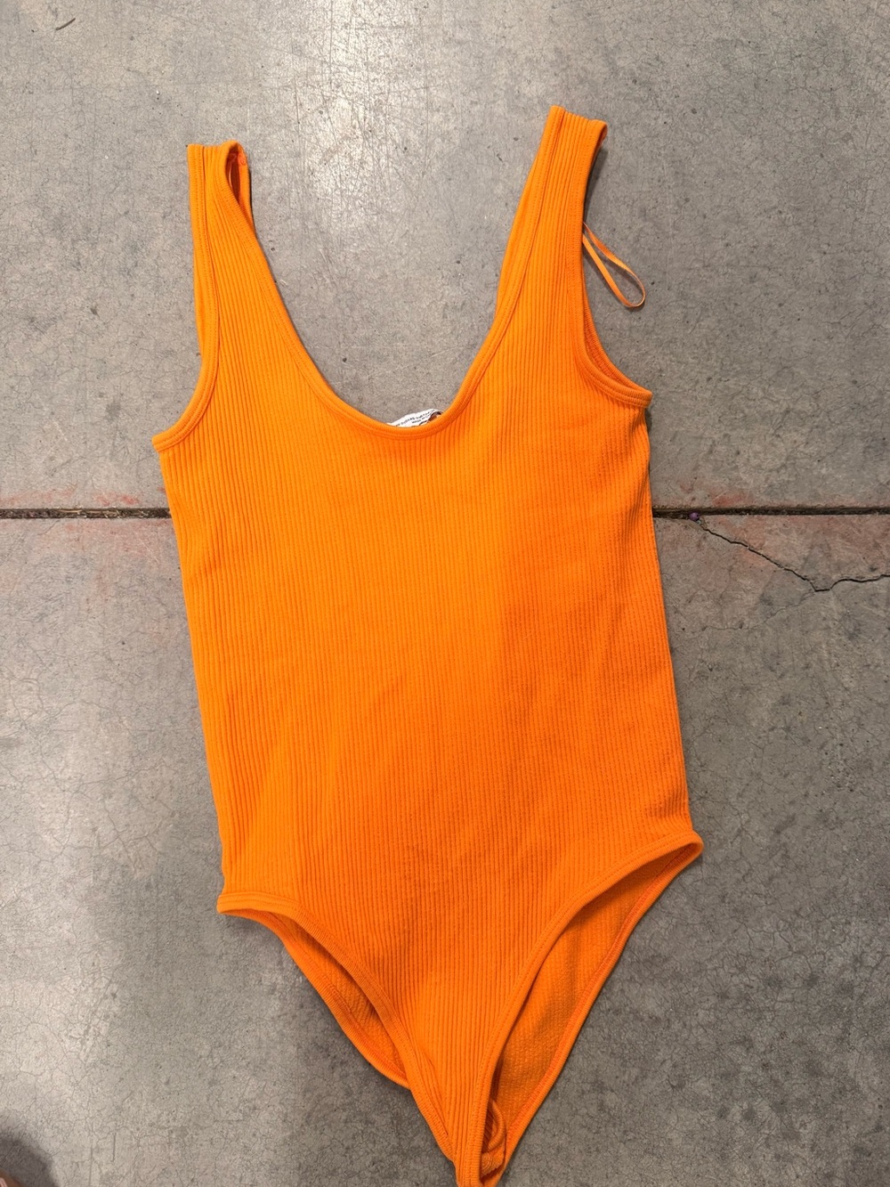 Zara Orange Ribbed One-Piece Bodysuit